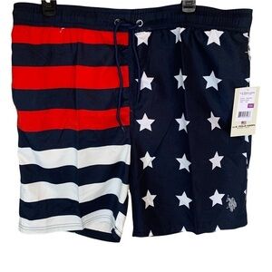 🆕 US Flag Swimming Trunks Polo Men’s XXL